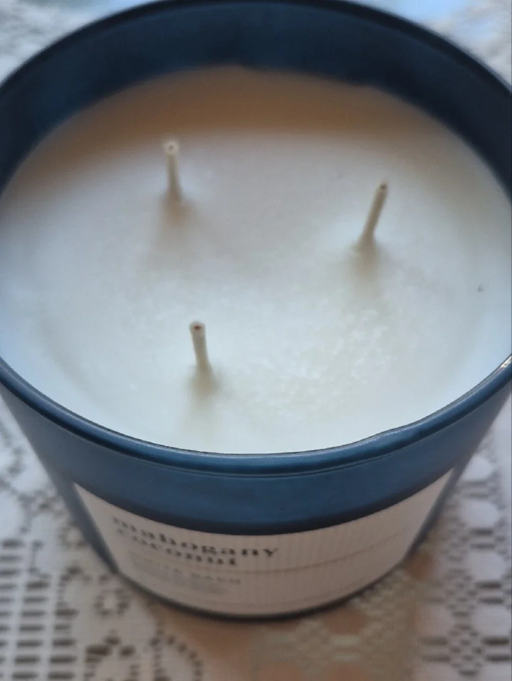 White Barn Mahogany Coconut 3-Wick Candle - Navy Blue
